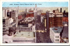 Denver Colorado C Vogelperspektive vom D & F Tower Vintage Postkarte mit 5 ¢ Luftpost - Bild 1 von 3