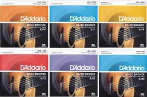 D'Addario EJ 80/20 Bronze Acoustic Guitar Strings - Choice of 6 guauges - Picture 1 of 13