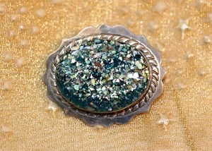 UNUSUAL GLITTERING VINTAGE NZ STERLING & PAUA SHELL SCOTTISH STYLE BROOCH c.1950 - Picture 1 of 16