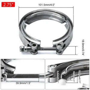 Exhaust Muffler Clamp 2.75Inch V Band Clamp W/ Flange Male Female T304 Stainless - Picture 1 of 10