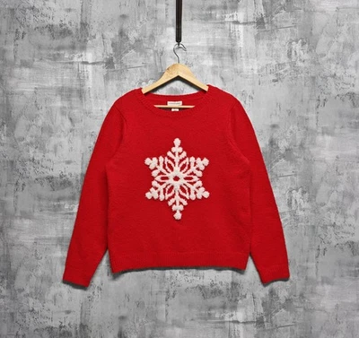 Cupcakes And Cashmere Red Snowflake Christmas Jumper L Knit Festive Sweater - Image 1 of 4