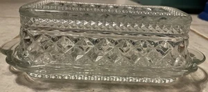 VTG ANCHOR HOCKING WEXFORD PRESSED GLASS COVERED BUTTER DISH DISCONTINUED 7-7/8” - Picture 1 of 10