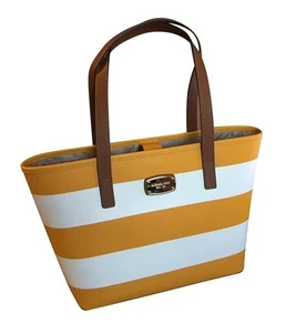 New Michael Kors Women's Jet Set Leather Small Travel Tote Sunflower/White - Picture 1 of 11
