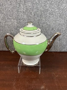 De colección~Hall McCormick~Tetera con Infusor~Rayas Verde Platino Blanco - Imagen 1 de 7