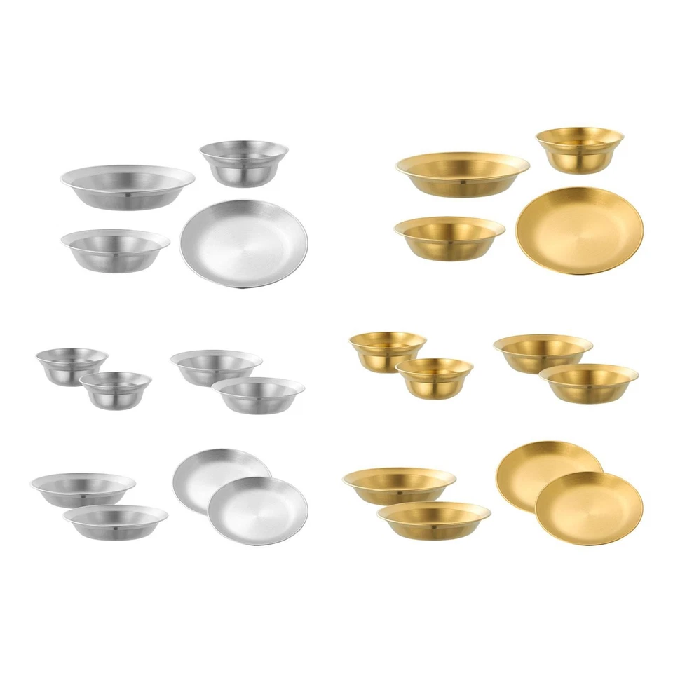 Stainless steel plates and bowls tableware set for picnic barbecue beach - Image 1 of 1