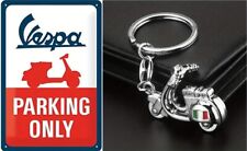 A4 Vespa Parking Only Metal Sign & Scooter Keyring (Mod Lambretta) ~ Free UK P&P