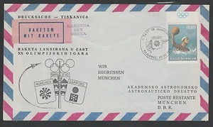1972 YUGOSLAVIA rocket mail cover - OLYMPICS - Picture 1 of 2