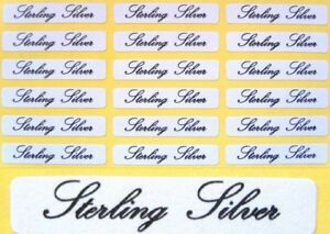 Self Adhesive Jewellery Stickers Labels Sterling Silver 30mm x 5mm