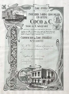 Industria Sarda Cioccolato ed Affini Coco & C., historisches Wertpapier - Bild 1 von 2