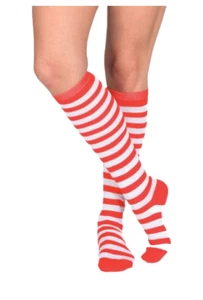 Ringelstrümpfe rot weiß Strümpfe Fasching Karneval Halloween Kostüm Orlob - Bild 1 von 6