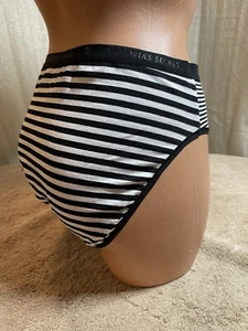 VICTORIA’S SECRET, Size Medium, Tagless, High-Leg Brief in Black & White. NEW. - Picture 1 of 10
