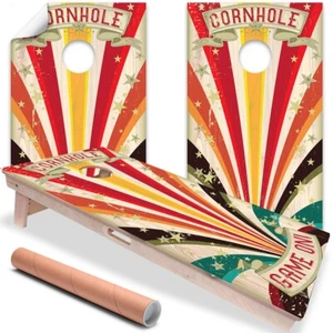 Zirkusstreifen 2er Set Cornhole Board Wraps und Aufkleber Vinyl Aufkleber - Bild 1 von 6