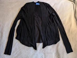 SIMPLY VERA WANG WOMEN'S CARDIGAN Black S Small Sweater Long Sleeve Sheer Panel - Picture 1 of 6