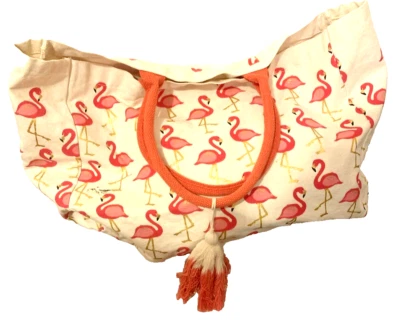 Bolso de Mano Shopper Rosa Patrón Cigüeña Grande Doble Asa Two’s Company En muy buena condición Foto 1 de 4