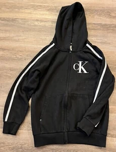 Calvin Klein BLACK Big Boys Full-Zip Logo Hoodie US Large (14-16) - Picture 1 of 4