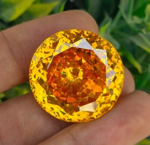90 Ct Round Cut Natural Large Yellow Color Zircon Certified Loose Gemstone - Picture 1 of 6