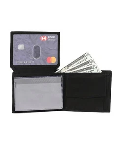 KIDS BOYS SLIM COMPACT COIN POCKET BIFOLD WALLET BLACK BY LEATHERBOSS - Picture 1 of 10