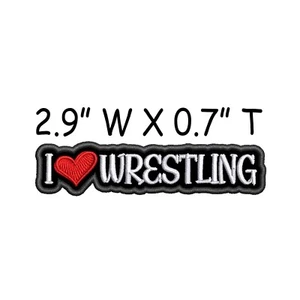 I Love Wrestling Patch Iron-on Embroidered Applique Text Words Clothing Vest - Picture 1 of 12