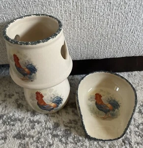 Home and Garden Party Candle Topper, Mini Vase, And Spoon Rest Rooster Year 2000 - Picture 1 of 9