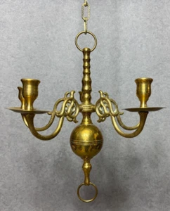 Candelabro de techo latón 5 llamas macizo antiguo Art Nouveau vintage #35 - Imagen 1 de 9