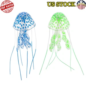 Set of 2 Floating Silicone Jelly Fish Aquarium Decorations LED Color Change New - Picture 1 of 4