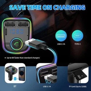 Bluetooth Coche Transmisor FM Manos Libres Llamadas MP3 y Reproductor Cargador USB F8M1 - Imagen 1 de 9