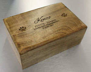 Personalised Pet Memorial Ashes Pet Urn Cremation Wooden Casket Dog Cat Hamster 