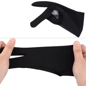 4Pcs Gants Anti-Salissure Deux Doigts pour Croquis Peinture Tablette Noir - Photo 1/12
