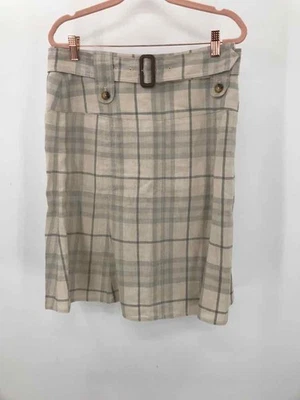Falda midi Burberry gris talla 6 a cuadros línea A de segunda mano Foto 1 de 3