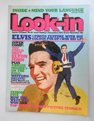 Look-in Magazine #49 - 2nd Dec 1978  - Elvis Presley Watford Bionic Woman Smurfs - Image 1 of 3