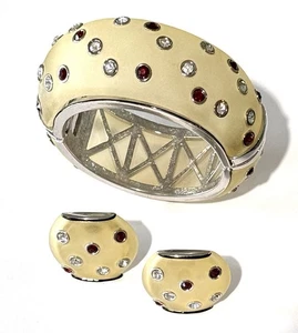 Art Deco 89 mattiertes Harz Scharnier Armband & Ohrclips Set signiert - Bild 1 von 7