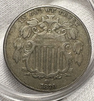 1870 Shield Nickel XF EF Extremely Fine - Image 1 of 2