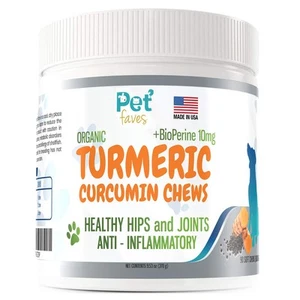 TURMERIC Curcumin Arthritis Pain Relief Chews Dogs 90ct PET FAVES - Picture 1 of 5
