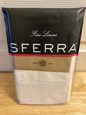 Nueva banda Sferra Orlo blanca/camello algodón egipcio percal King Sham Foto 1 de 4