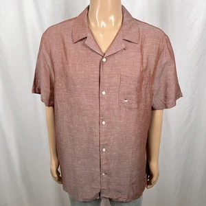 Express Men’s XL Brown Gray Lyocell Linen Blend Short Sleeve Button-Up Shirt - Picture 1 of 9