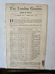 The London Gazette Antique 1744 Newspaper 4 Pages - Picture 1 of 3