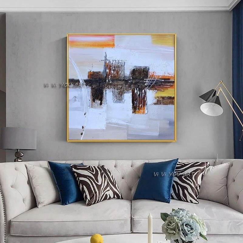 Abstract 3D Geometric Painting Hand Painted On Canvas Modern Painting - image 1 of 1