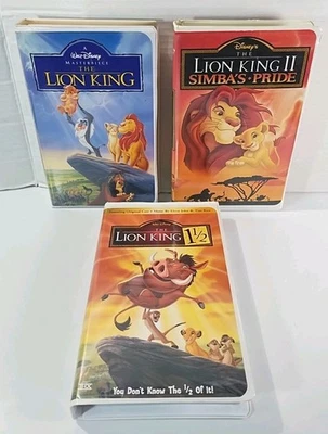 The Lion King VHS Lot Of 3 ~ 1, 2 Simba's Pride, & 1 1/2 ~ Disney Movie Videos  - Image 1 of 4