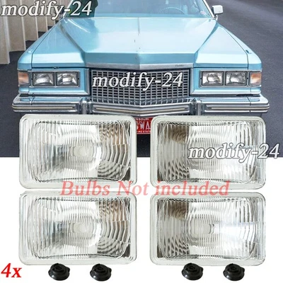 4PCS 4X6" LED Headlights Housing Hi-Lo Fit Cadillac Fleetwood DeVille 1975-1986 - Image 1 of 4