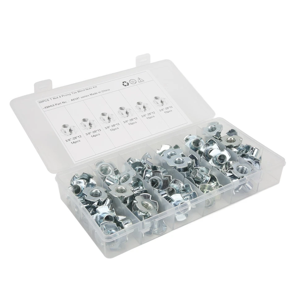 80x Four Claw Nut Strong Rust Prevention Carbon Steel 3/8in Nuts For Furniture - Image 1 of 4