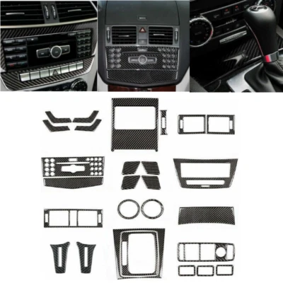 27xFor Mercedes Benz W204 C Class C250 300 350 63 Carbon Fiber Car Interior Trim Foto 1 de 4
