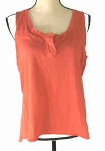 CABI #408 Sunset Tank Coral Split V Neck High Low Sleeveless Shirt MEDIUM - Picture 1 of 4