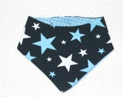  Foulard ♥ foulard reversibile ♥ stelle ♥ blu scuro ♥ fatto a mano - Immagine 1 di 2