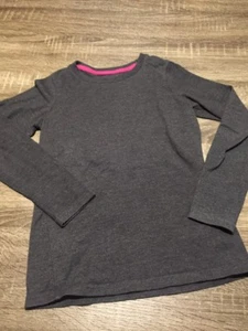 Girls Hanes Long Sleeve Basic T-shirt Size Medium Grey - Picture 1 of 3