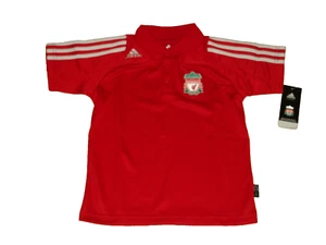 Liverpool Soccer Button Top Kids Adidas Football Player Issue Polo Shirt Boys - Picture 1 of 2