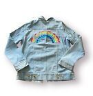 stoned immaculate embroidered rainbow logo stonewashed denim jean jacket RARE!