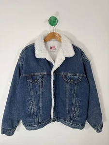 Vintage 90s Levi’s Denim Sherpa Lined Trucker Jeansjacke Made In USA Size XL - Bild 1 von 4