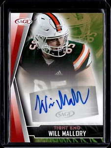 2022 SAGE Autographs Red Will Mallory #A-WM Auto - Picture 1 of 2