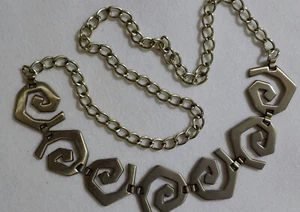 large Necklace - Silvertone - 1 3/4 in Wide x 38 in Long - No clasp - Picture 1 of 6