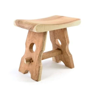 DIVERO Hocker Teak Holz behandelt Sitzhocker Holzhocker massiv Gartenhocker - Bild 1 von 4